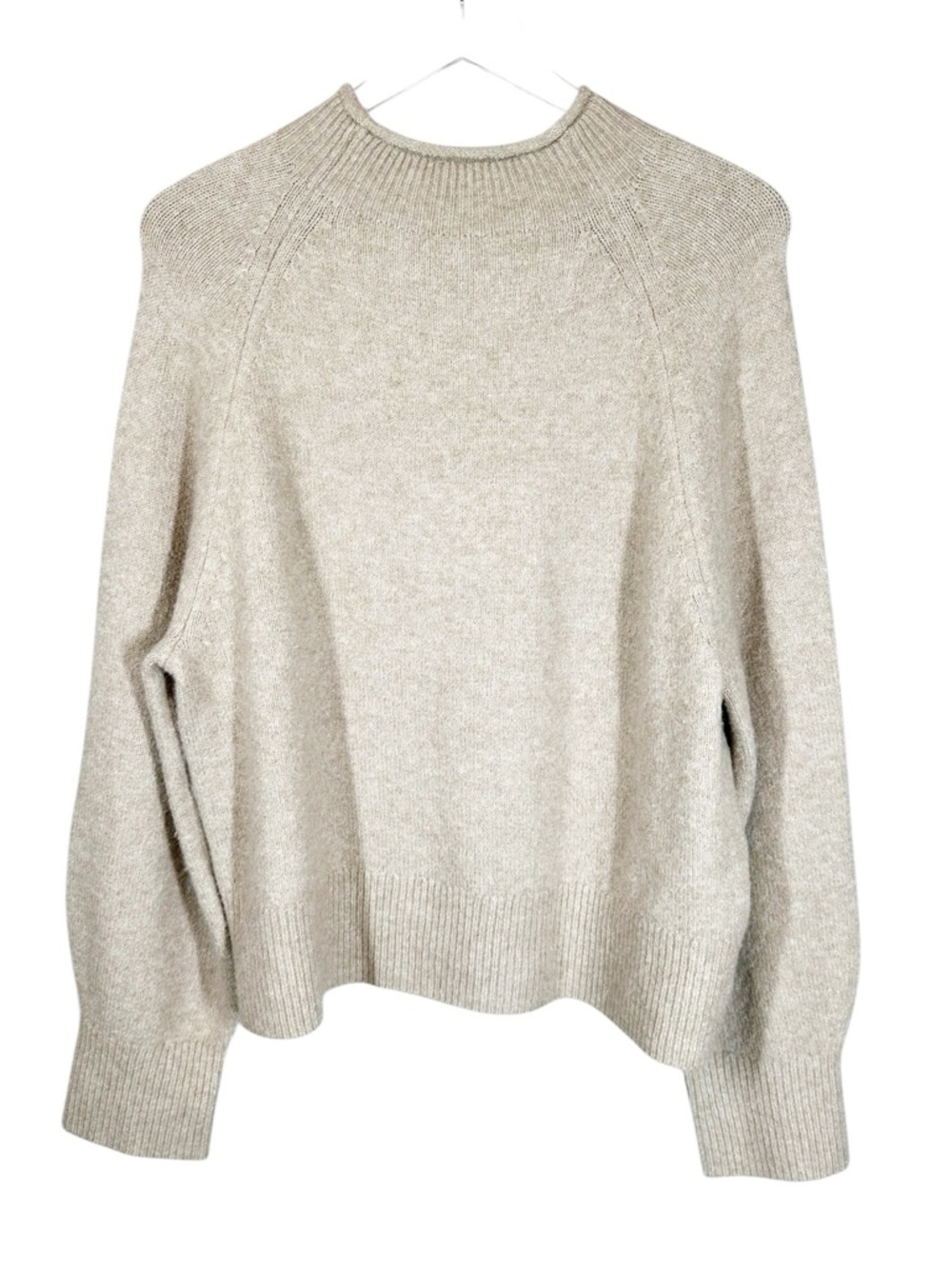 J.CREW Women's Medium Oatmeal Rollneck Sweater Merino Wool Alpaca blend Balloon